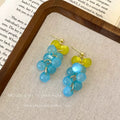 Succulent grape ~ dopamine color block grape cluster earrings for women, 2026 new niche design, high-end earrings