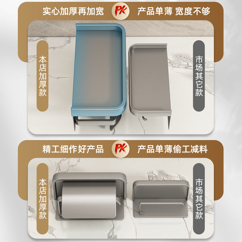 Customized bathroom tissue holder Toilet roll paper holder No punching waterproof mobile phone rack Wall hanging tissue box storage