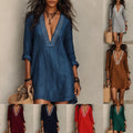 Independent station fashion cross-border women's clothing  summer new arrival v neck mid-sleeve vacation style eleganceelegantdress