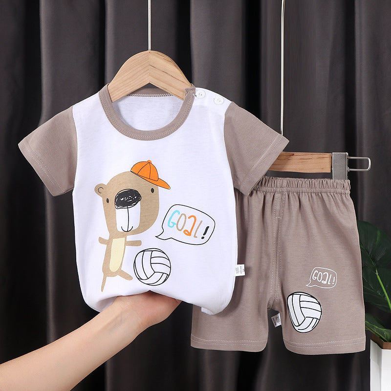 summer new arrival: 100% cotton kids' short-sleeve t-shirt and shorts set - korean style infant and toddler two-piece outfit