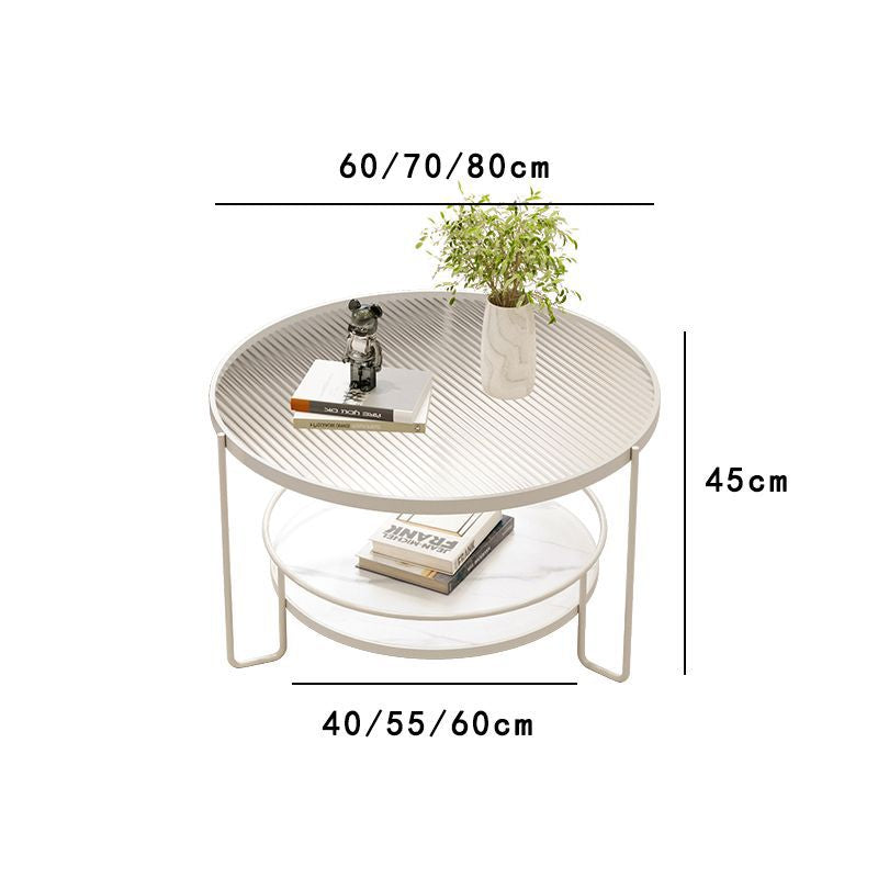 Minimalist mini home table - trendy modern light luxury style - tempered glass round coffee table for small apartments and living rooms
