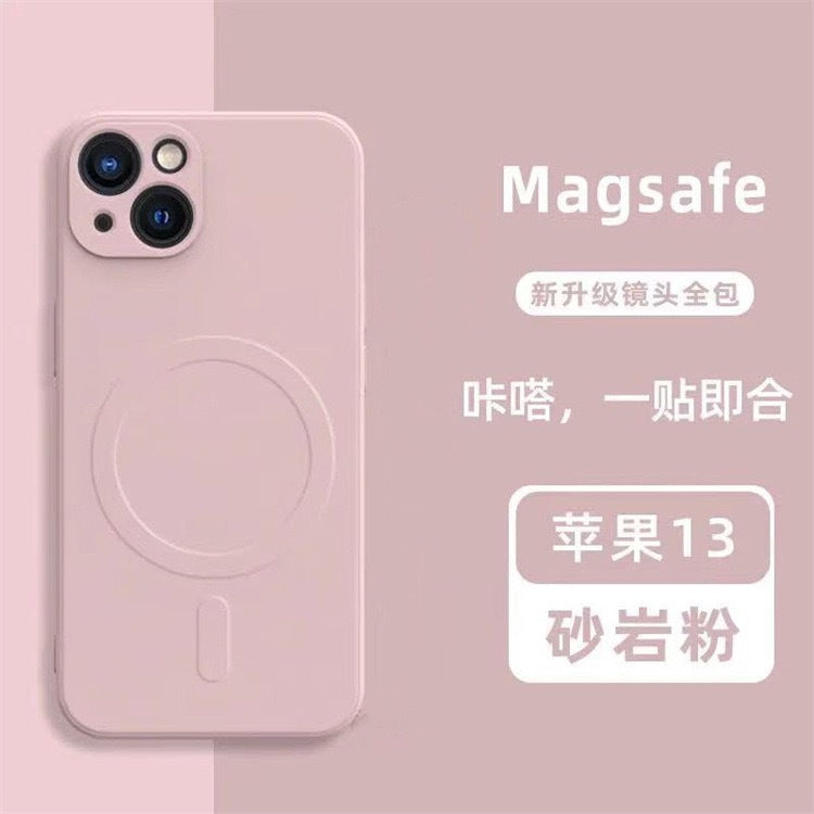 Suitable for apple 17pro magnetic phone case iphone16 liquid silicone magsafe precision hole 13 anti-fall case 14