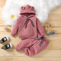 Spring/autumn kids' two-piece outfit set: hooded top and pants with large pockets for baby boys and girls. factory direct, ships in bulk