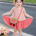 new girls' summer dress - stylish and sweet polka dot watermelon sleeveless a-line princess sundress