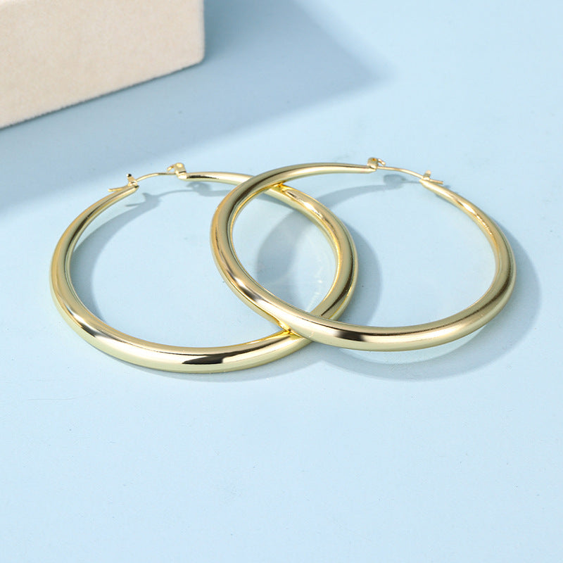 European and american cross-border e-commerce exaggerated jewelry fashion alloy circle earrings niche geometric gold stud earrings women's earrings