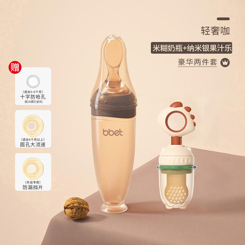 Babibele silicone rice cereal bottle spoon - newborn squeeze-style anti-colic, anti-choking baby & toddler feeding spoon