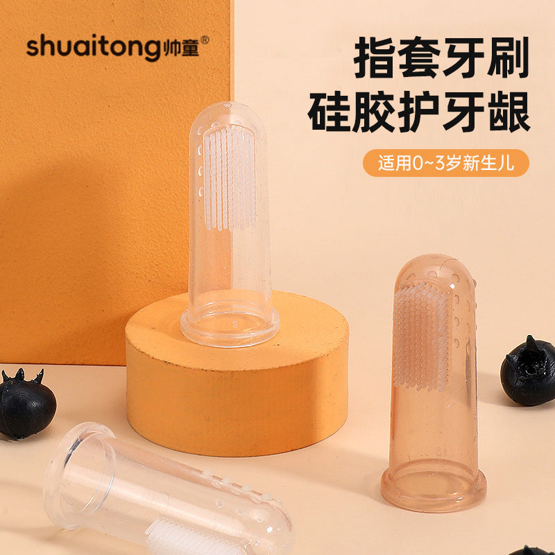 Handsome Boy Baby Thumb Cover Toothbrush Silicone Baby Tooth Brush Finger Toothbrush Children's Tongue Coating Cleaning Brush Boxed Wholesale