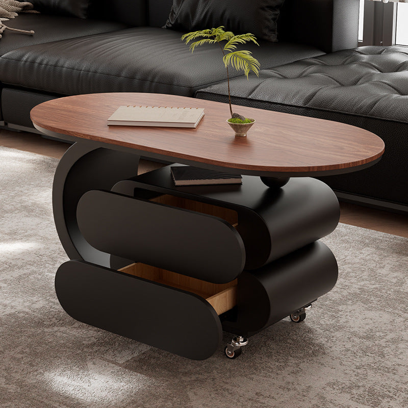 Luxury italian rock slab mobile coffee table - modern minimalist creative coffee table for small apartments and living rooms
