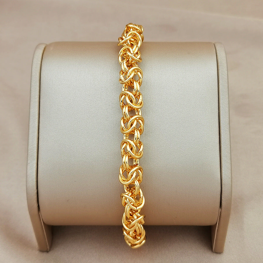 European and american hot-selling metal style hand-woven retro bold wide dragon bone interlocking chain bracelet wholesale