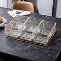 6-compartment fruit platter with transparent ripple texture + iron stand, thickened plastic