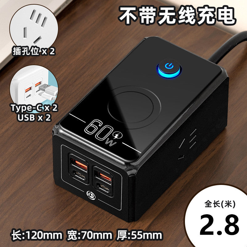 60w wireless phone charging socket panel multifunctional with usb fast charging power strip home dormitory power strip
