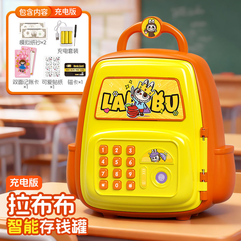 Nezha school bag piggy bank boy good-looking password lock kids toy artificial fingerprint only goes in and out of large capacity
