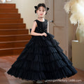 Hot-selling ready-to-ship girls' dresses: new european and american style, elegant tulle skirts, children's tiered dresses, high-end black halloween dresses