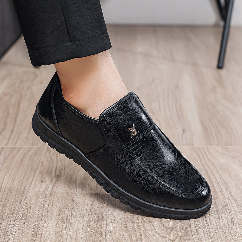 【genuine soft leather】men's autumn/winter leather shoes - stylish, versatile business casual shoes for men - soft sole, comfortable dad shoes for middle-aged and elderly men