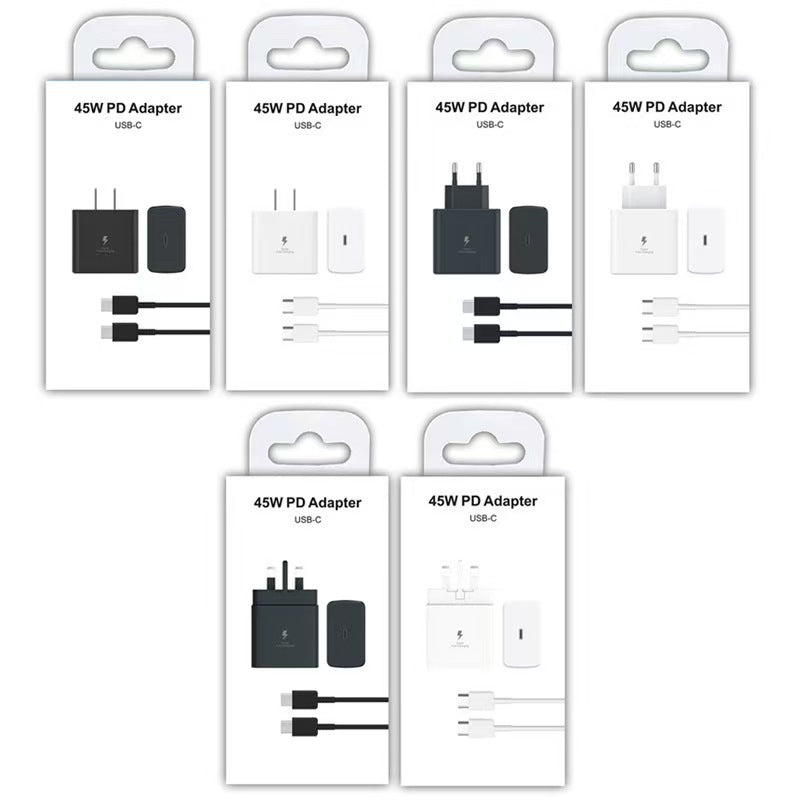 Pd45w samsung super fast charger mobile phone charger us/eu/uk plug wholesale charging adapter