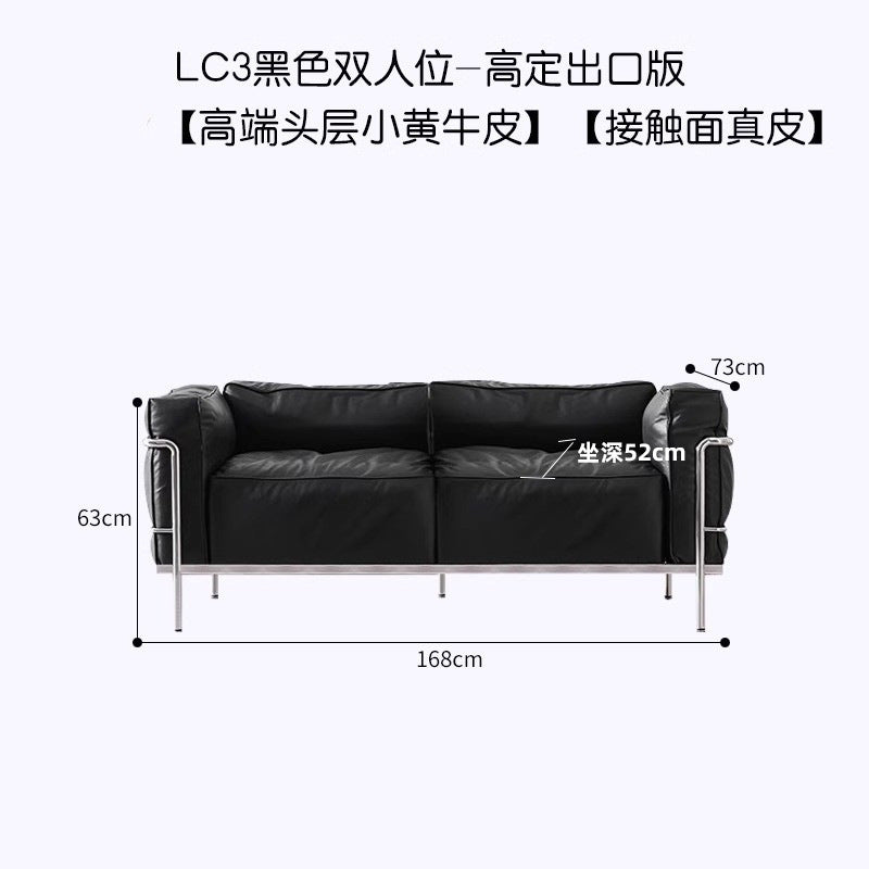 Le corbusier italian lc3 genuine leather sofa casual medieval straight row sofa black oil wax leather sofa