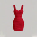 Amazon cross-border women's fashion  spring/summer new collection: ruched bodycon two-piece set - cami top & bodycon mini skirt