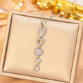 X8361 - steel color - long heart necklace [titanium steel chain, copper inlaid zircon pendant]