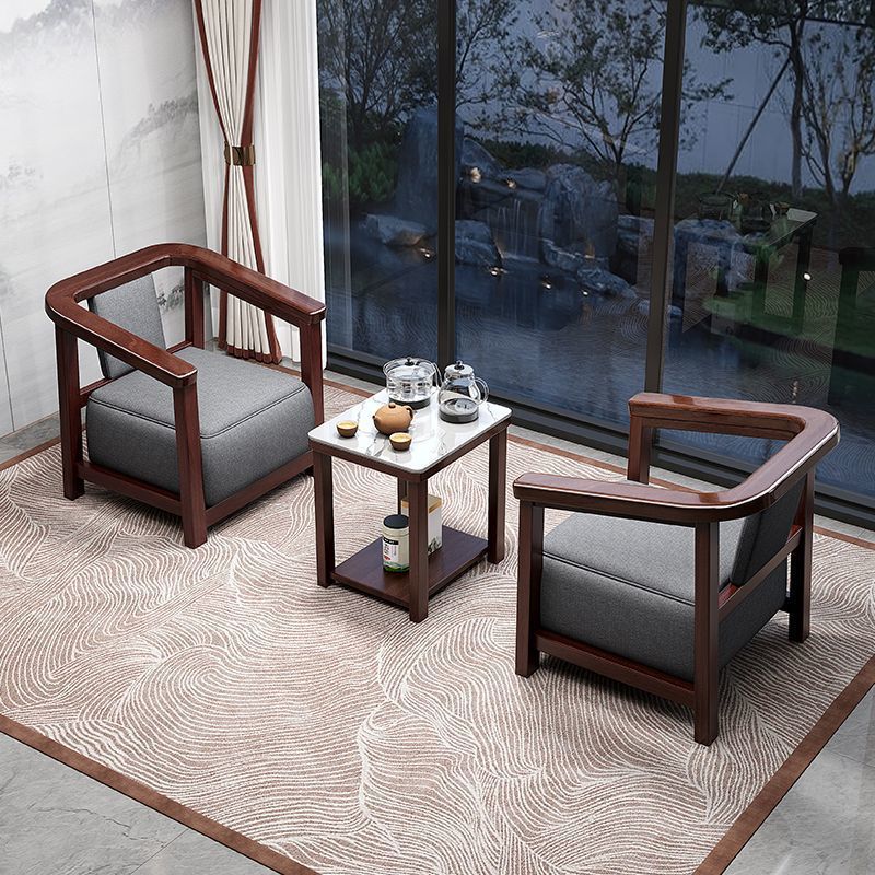 Black walnut all solid wood new Chinese solid wood leisure chair three-piece balcony coffee table small reception chair cp