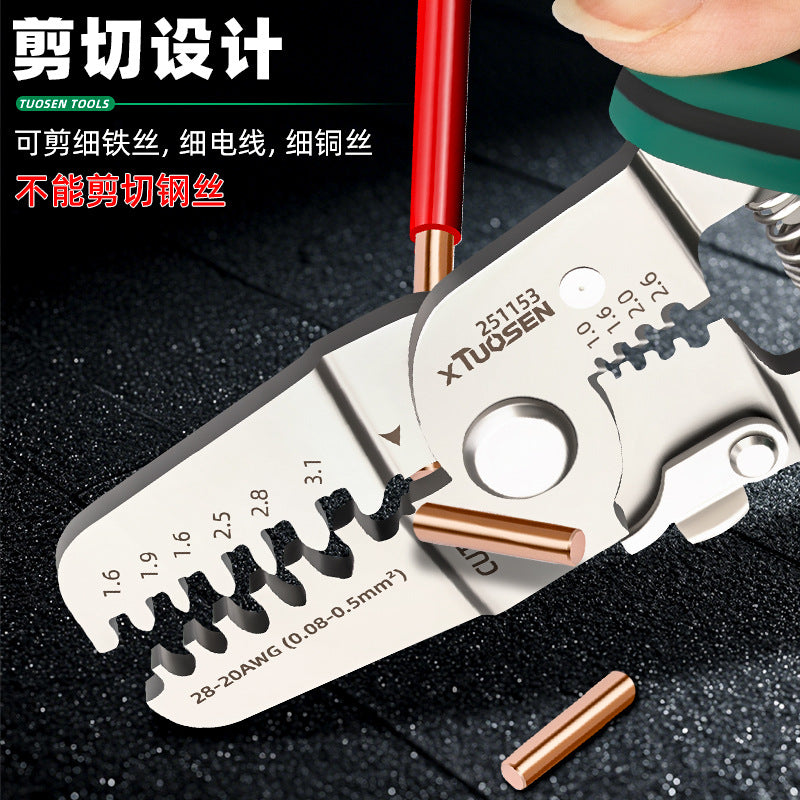 Tuosen crimping pliers professional electrical tools cable peeling plug spring clamp wire stripping pliers cold pressing terminal crimping pliers