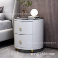 Round bedside table accessible luxury style casual modern small round italian leather solid wood bedroom bedside table wireless charging