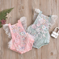 European and american cross-border e-commerce new arrival: girls' baby romper with mesh lace, beaded appliqué, and tie closure
