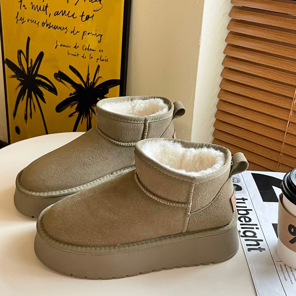 Thick sole anti-ski snow boots for women 2026new arrival autumn winter bread shoes slip-on fleece-linedthickenedheattech cotton shoes