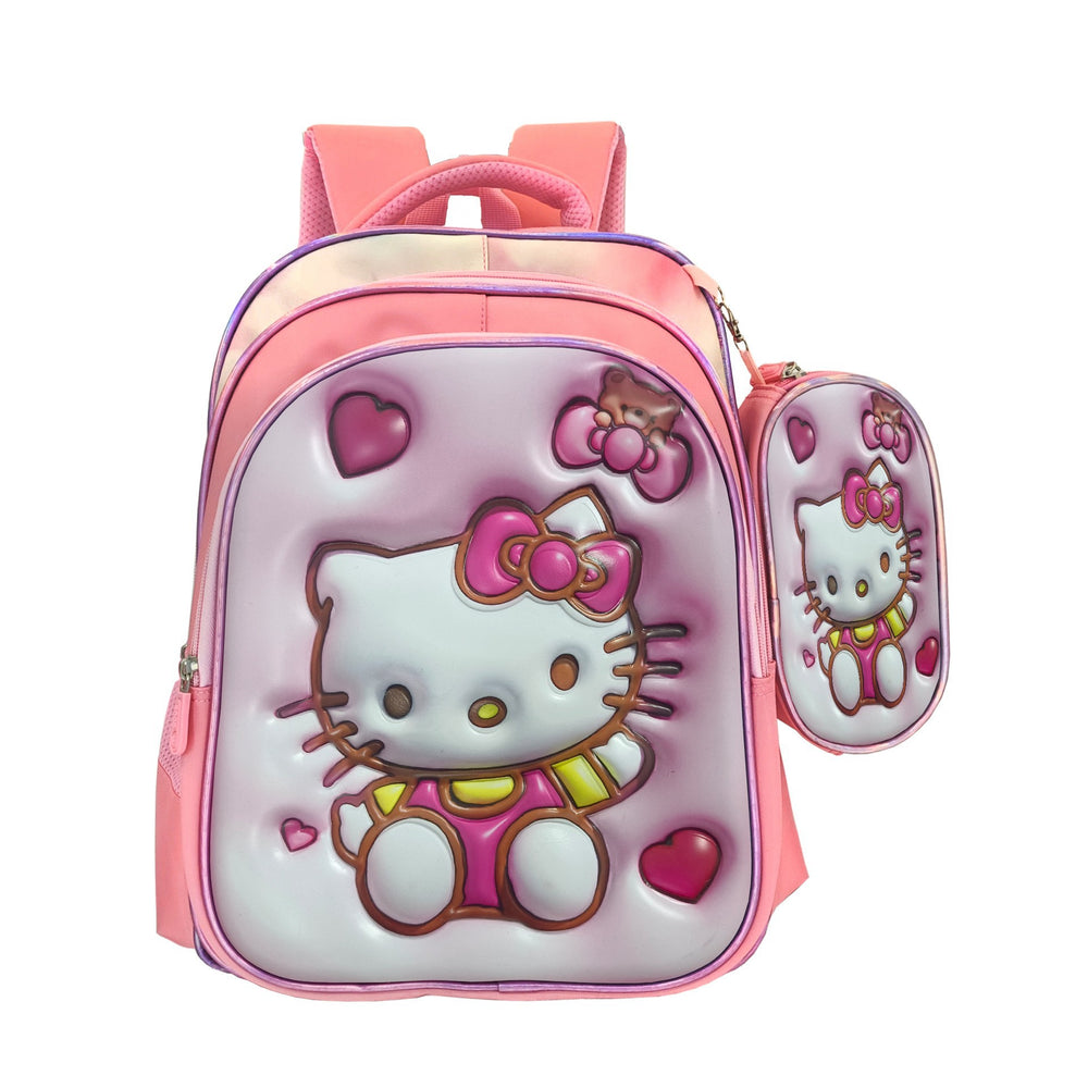 Ready-to-ship cross-border backpack set for grades 3-6. this two-piece backpack features a textured, glossy 3d leather design, perfect for elementary school students and designed to reduce the burden of carrying books