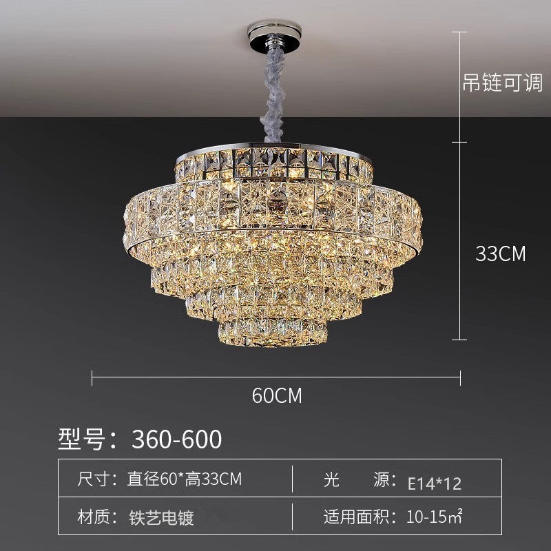 Living room lamp crystal chandelier light luxury high-end round dining room hall main lighting modern simple master bedroom chandelier