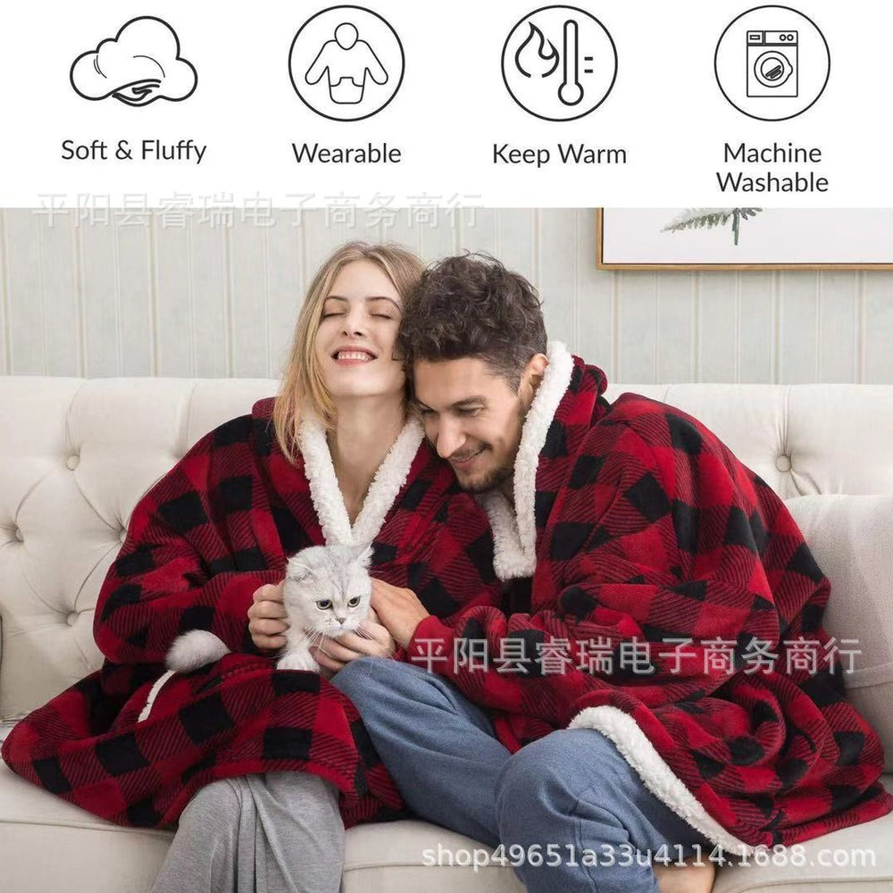 Lazy pullover pajamas, heattech clothing, cashmere tv blanket, hugging hoodie, cold-proof heattech nightgown, home clothes