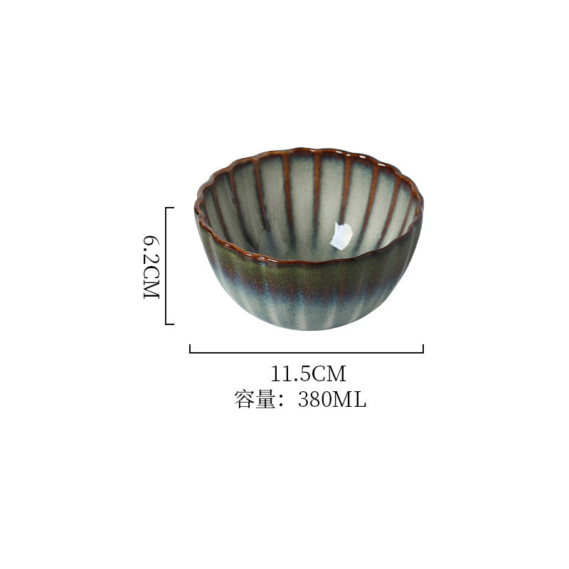 Japanese style ceramic bowls, plates, household high-looking rice bowls, soup bowls, dish sets, ins kiln turned into retro