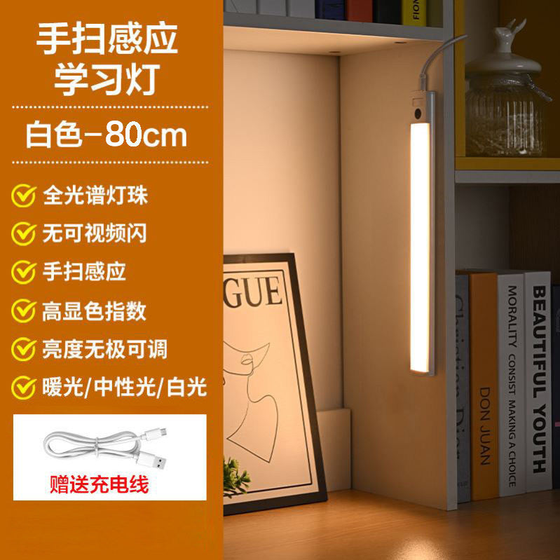 Eye-care desk lamp - wall-mounted, ideal for studying, student dorms, kids' desks, long strip magnetic ceiling mount, rechargeable led light