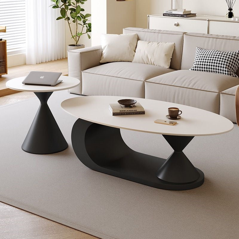 Italian normcore slate coffee table for home living room oval double coffee table small apartment designer coffee table combination