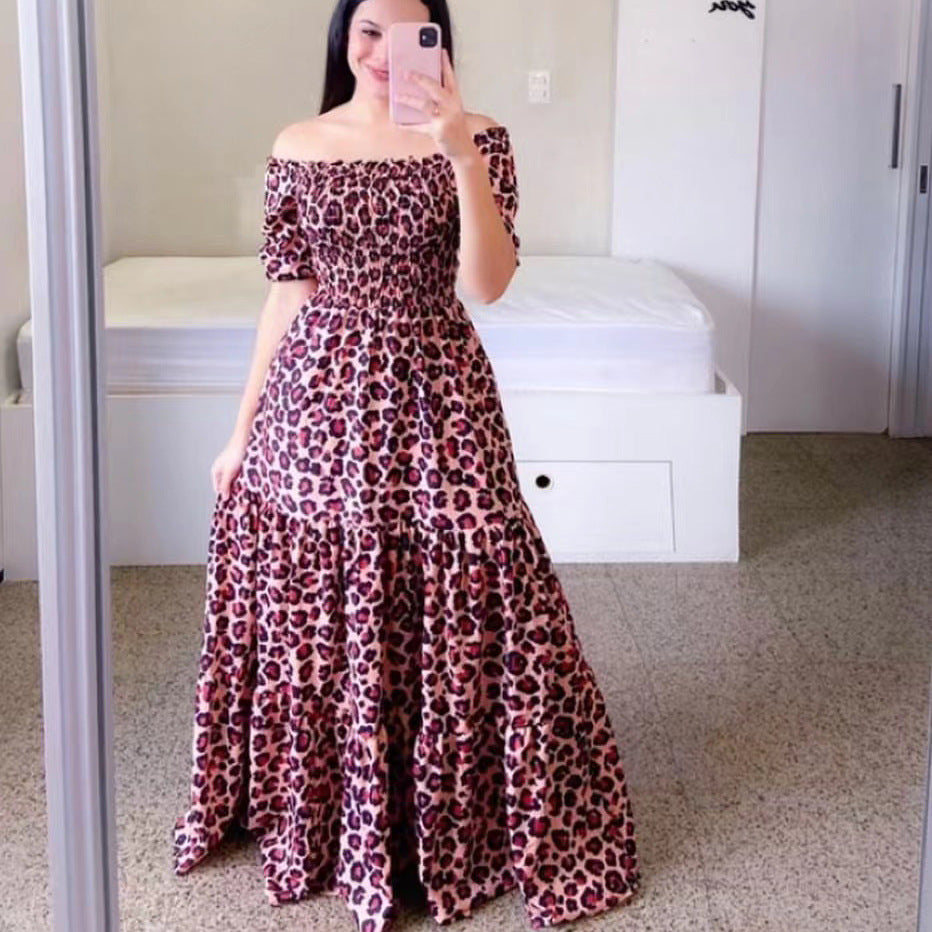 new spring/summer cross-border fashion: european and american style women's one-shoulder floral print maxi dress - off-the-shoulder fairy dress