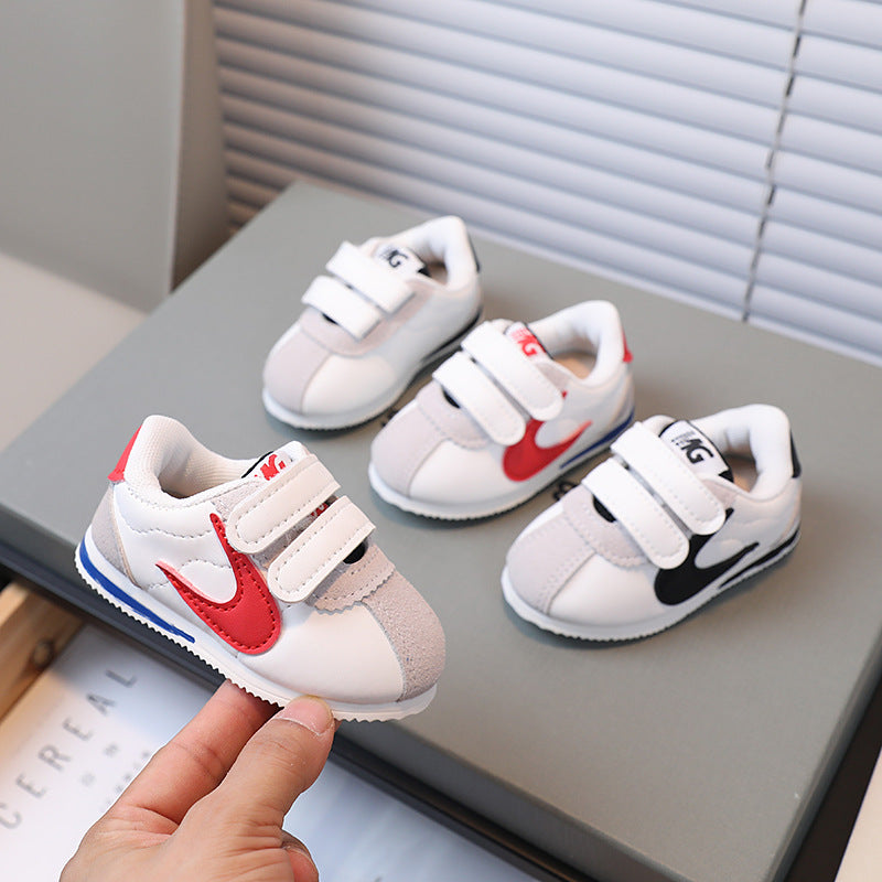 Korean style velcro toddler shoes, kids' sneakers, spring/autumn girls' white shoes, boys' crocs, baby shoes