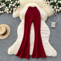 Petiteshigh waistslimming look slightly flared pants women's autumn winterwork clothing style drape casual pants silmeasiest for matchstraight-leg pants