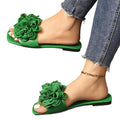 Fashionexportflowersflatsone-word square toe slippers women's new arrivaloutwearcasual lightweight beach sandals wish