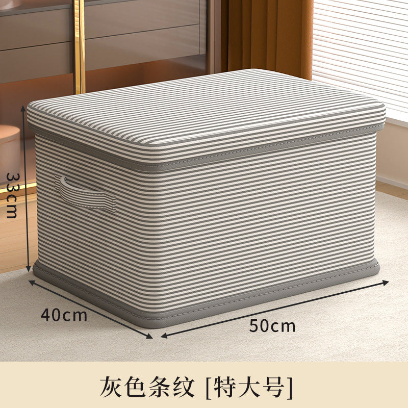 Clothes storage box Household large-capacity wardrobe Snacks toys Layered finishing artifact Folding storage box basket with lid