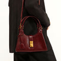 Fashionable 2025 high-end retro oil wax leather bridal wedding bag mother bag daily use satchel underarm bag