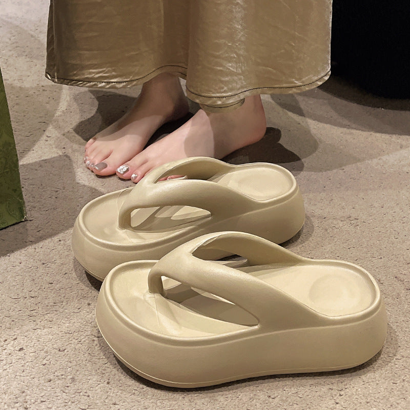 6cm thick-soled flip-flops for women, summer outdoor wear, soft sole, height increasing, indoor non-slip, new beach flip-flops