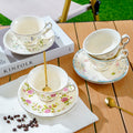 Vintage elegant court style ceramic coffee milk cup and saucer set - fresh, delicate afternoon tea, office drinking cup