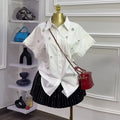 European and american women's clothing  autumn new arrival: refreshingly chic lapel shirt with rhinestone detail and batwing sleeves