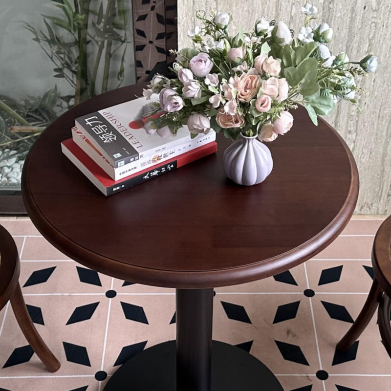 American retro solid wood square table and chair set - ideal for cafes, bubble tea shops, dessert parlors, western restaurants, and cocktail bars - commercial grade table