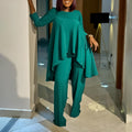 C8625  foreign trade women's fashion loose asymmetrical top and pants set - elegant african two-piece outfit