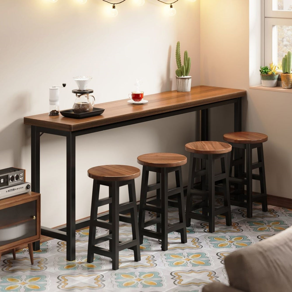 Bar table against the wall for home tall table milk tea shop table and chair combination bench narrow coffee table bar bench table