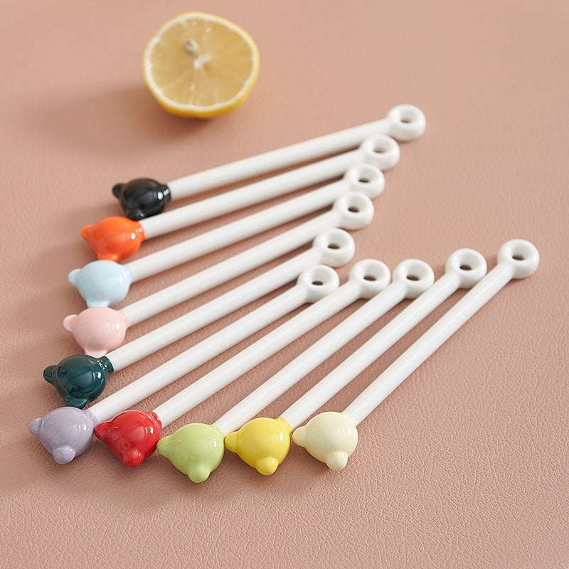 Amazon macaron color ceramic stirring stick classy high temperature resistant juice coffee stirring underglaze color coffee spoon