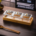 [with lid] 3-compartment fruit plate transparent + wooden plate thickened plastic