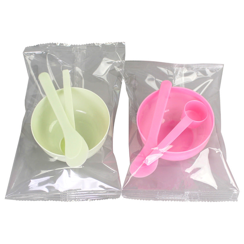 Cosmetic & beauty mask mixing tool set - 3 piece kit: #3 mask bowl, small mask spatula, 10ml measuring spoon - individually packaged