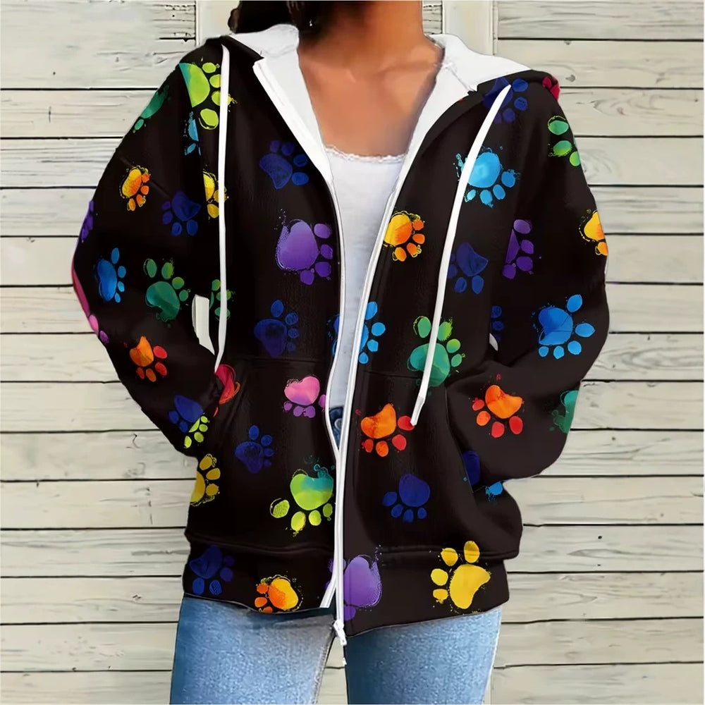 hot-selling plus-size women's zip-up hoodie, new casual long-sleeve hooded sweatshirt jacket, dropshipping available