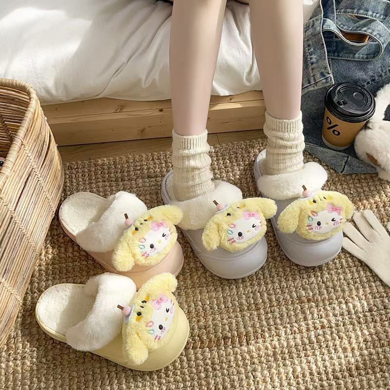 Popular winter soft easiest for matchcasual home heattechoutwearthick sole toe shoes fashion girl heart detachable